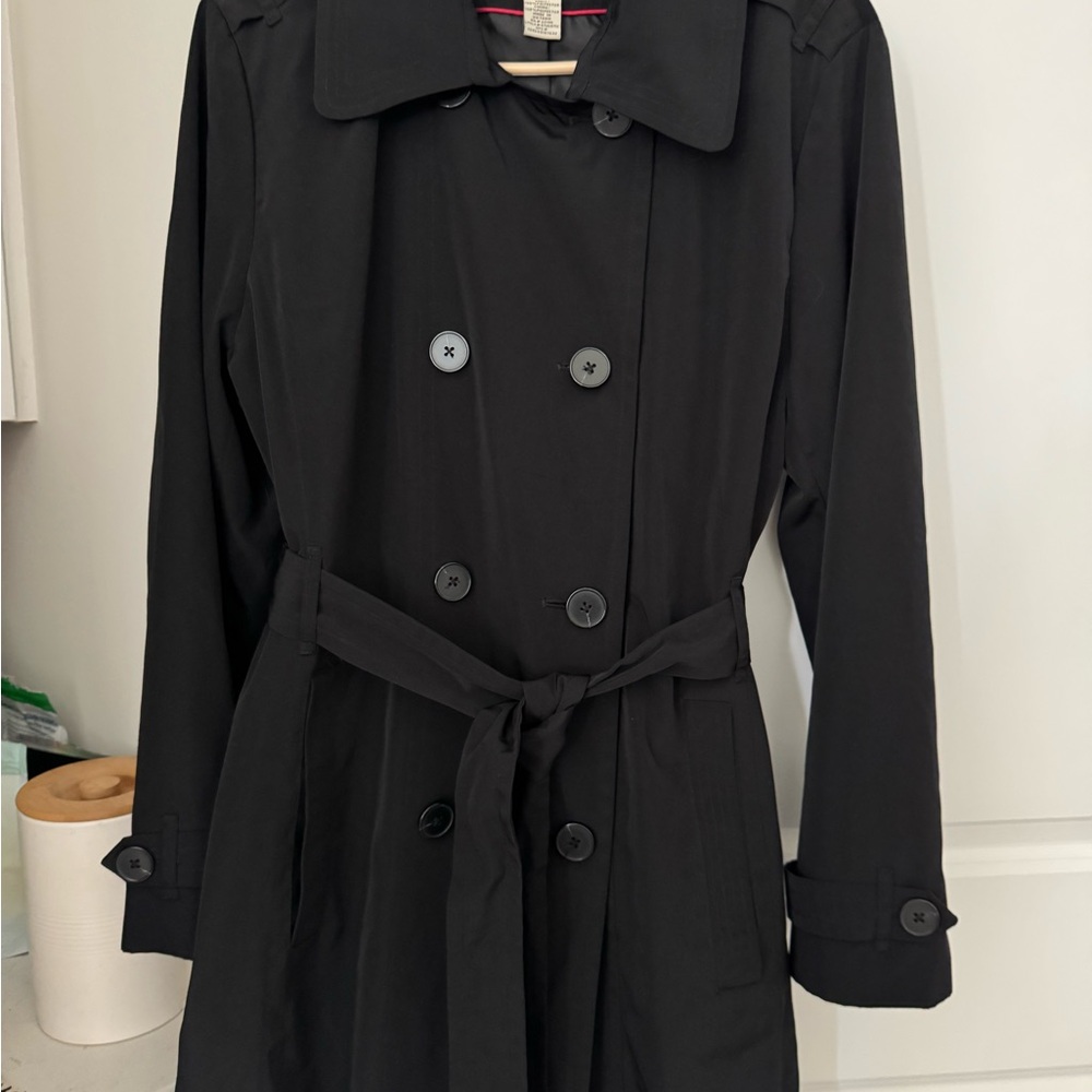 London Fog Charcoal Double-Breasted Trench Coat